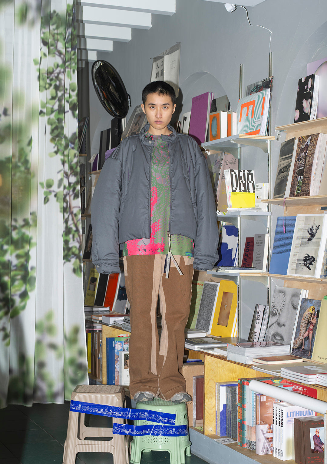 Water Resistant Shirt Fabric Padded Biker Jacket 衬衫面料夹棉机车夹克 - Grey