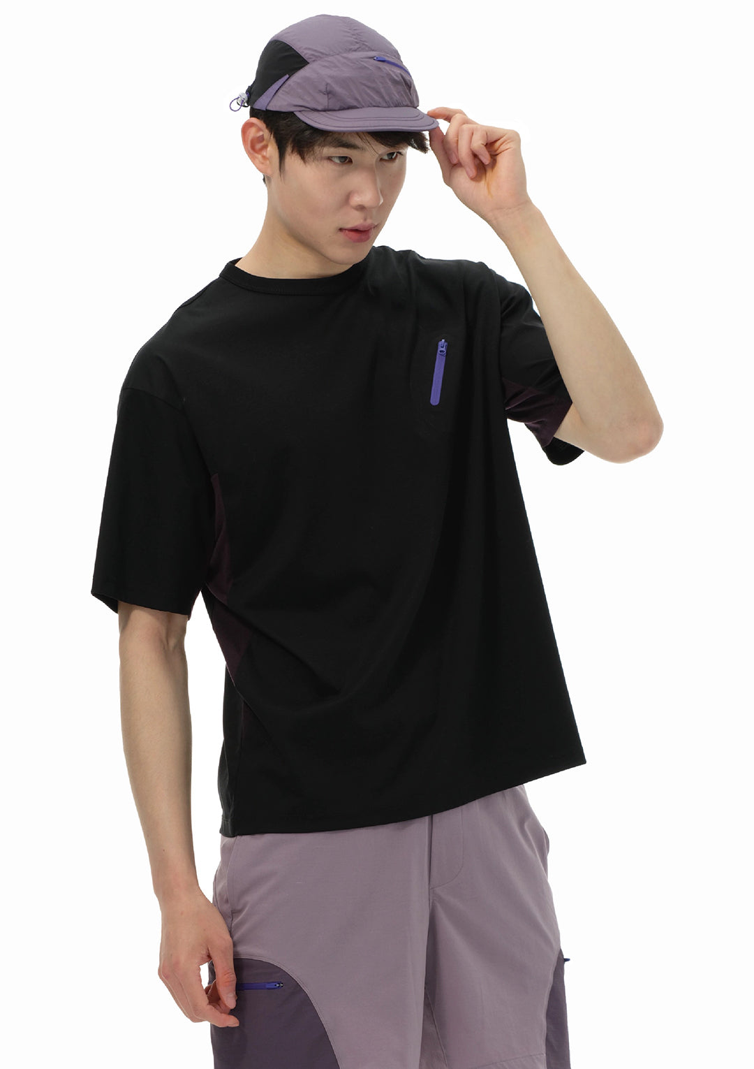 Patchwork Merino Patch Pocket T-shirt 拼接美丽奴贴袋T恤 - Black