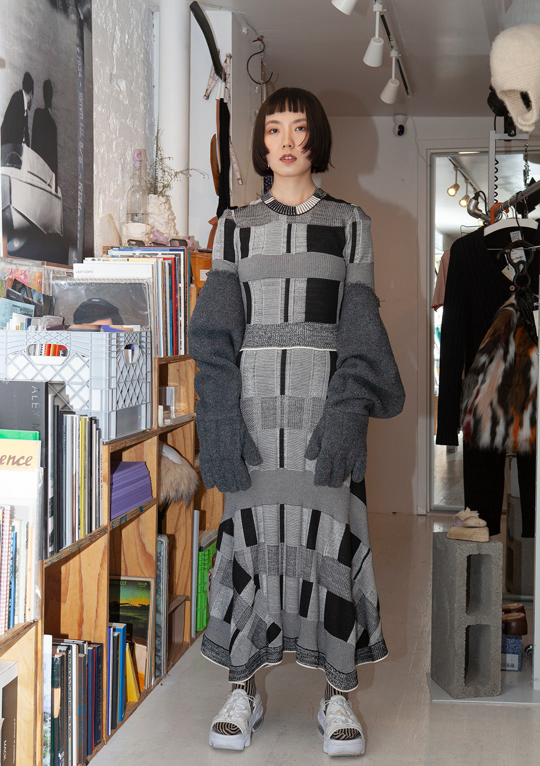 Proenza Schouler Patchwork Plaid Knit Dress