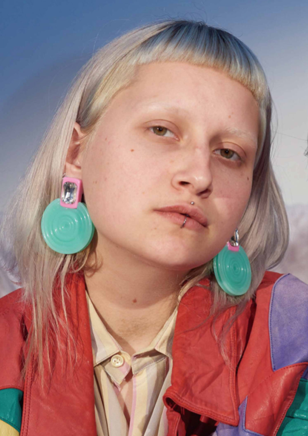 Diamond Green Frisbee Earrings