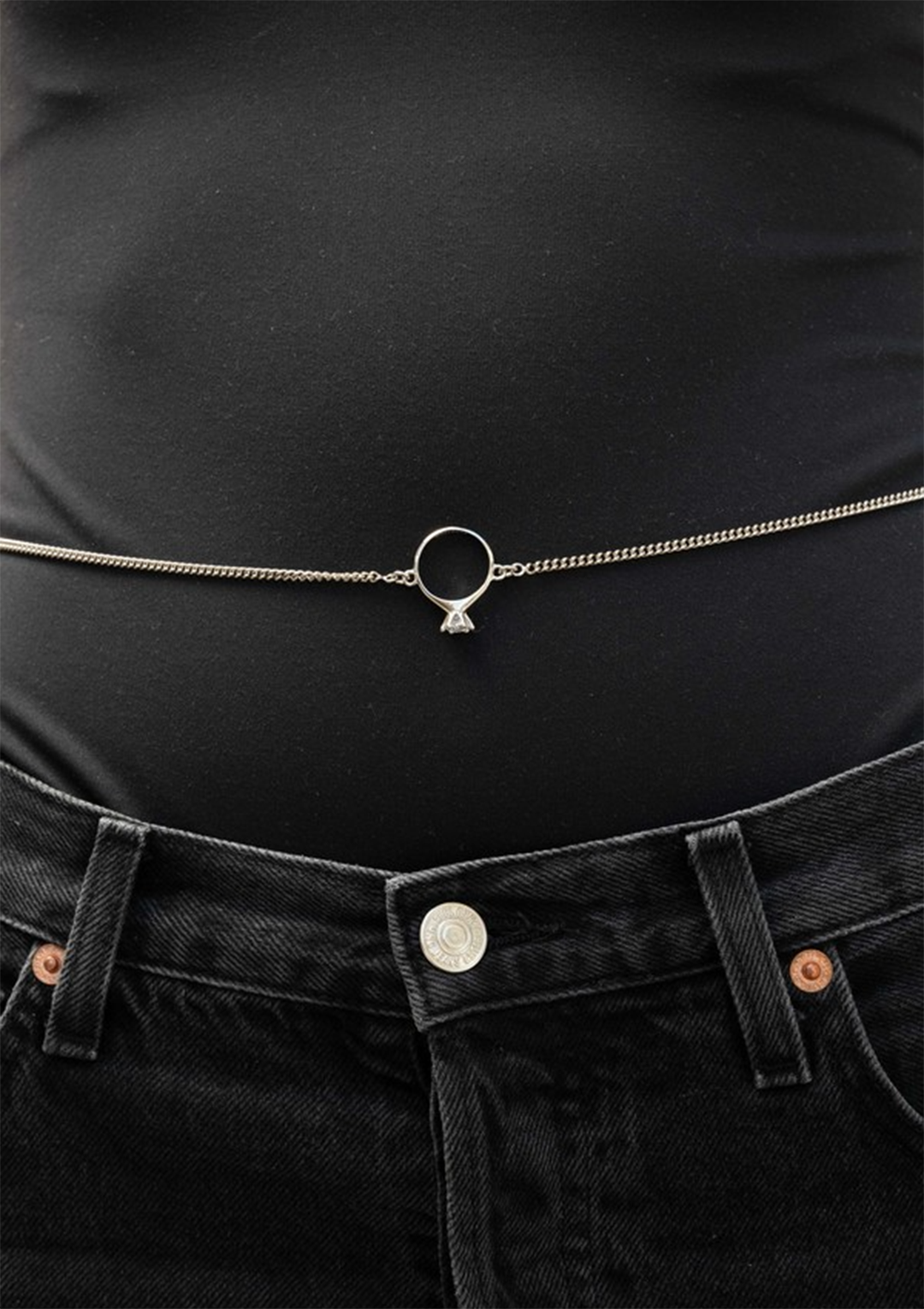 SOLITAIRE RING BELLY CHAIN