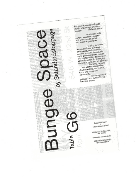 Bungee Space attending Printed Matter’s NY Art Book Fair (NYABF) | April 25–28, 2024