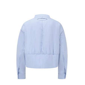 Water Resistant Shirt Fabric Padded Biker Jacket 衬衫面料夹棉机车夹克 - Blue