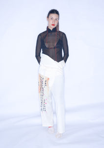 MESH QIPAO TOP LONG SLEEVE - 2 colors