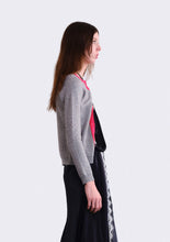 Graphic Collar Cardigan - Gray/Red