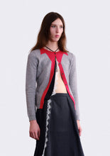 Graphic Collar Cardigan - Gray/Red