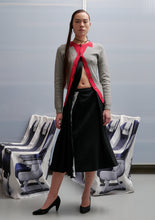 Graphic Collar Cardigan - Gray/Red