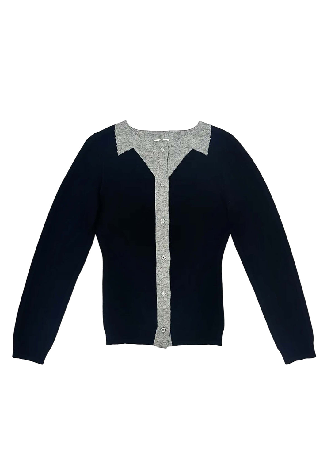 Graphic Collar Cardigan - Black/Gray