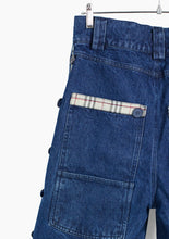 Side-Seam Flannel Button Jean Shorts