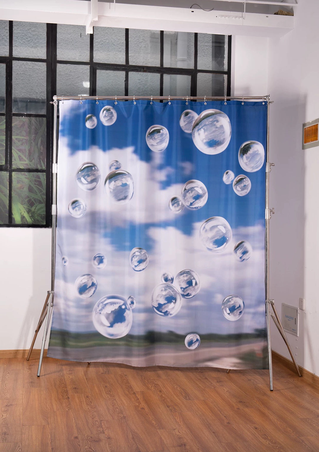 Flying Bubbles Shower Curtain