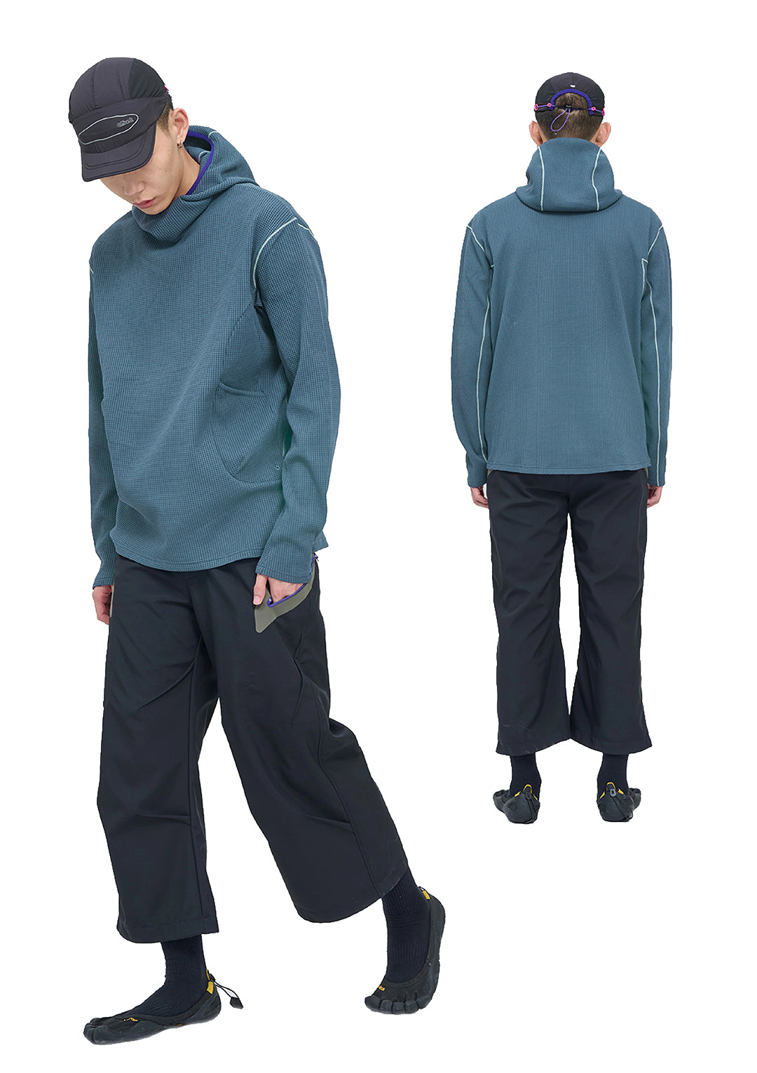 Lightweight Waffle Hoodie - Turquoise