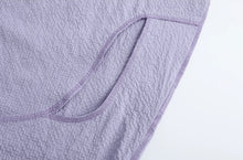 Seersucker Short-sleeve Blouse 立领泡泡纱短袖衬衫 - Purple