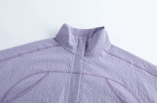 Seersucker Short-sleeve Blouse 立领泡泡纱短袖衬衫 - Purple