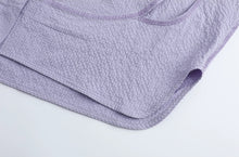 Seersucker Short-sleeve Blouse 立领泡泡纱短袖衬衫 - Purple