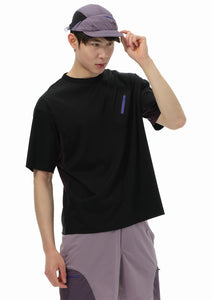 Patchwork Merino Patch Pocket T-shirt 拼接美丽奴贴袋T恤 - Black