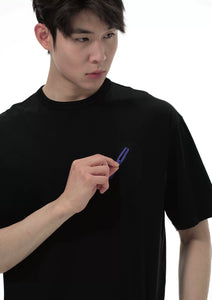 Patchwork Merino Patch Pocket T-shirt 拼接美丽奴贴袋T恤 - Black