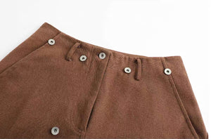 Classic Metal Shank Buttons Pants 经典工字扣铆钉阔腿裤 - Caramel