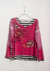 3T Long Sleeve Tee (Stripe, Pink, and Hot Pink Floral)