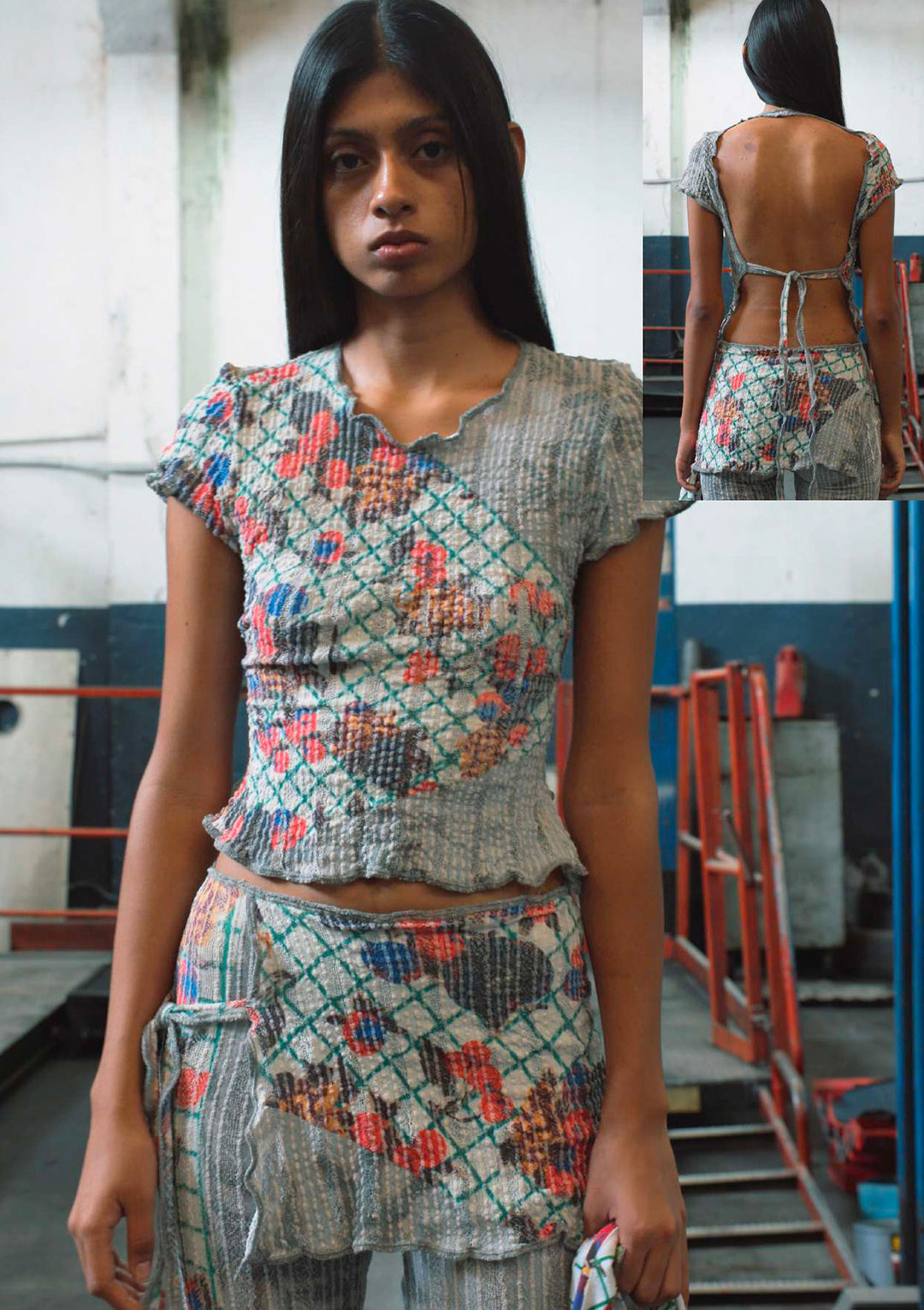 TABLECLOTH STRETCH WEAVE BACKLESS T-SHIRT