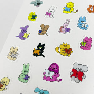 Pets Read Sticker Set