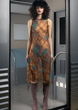 Sunset Plaid Silk Dress