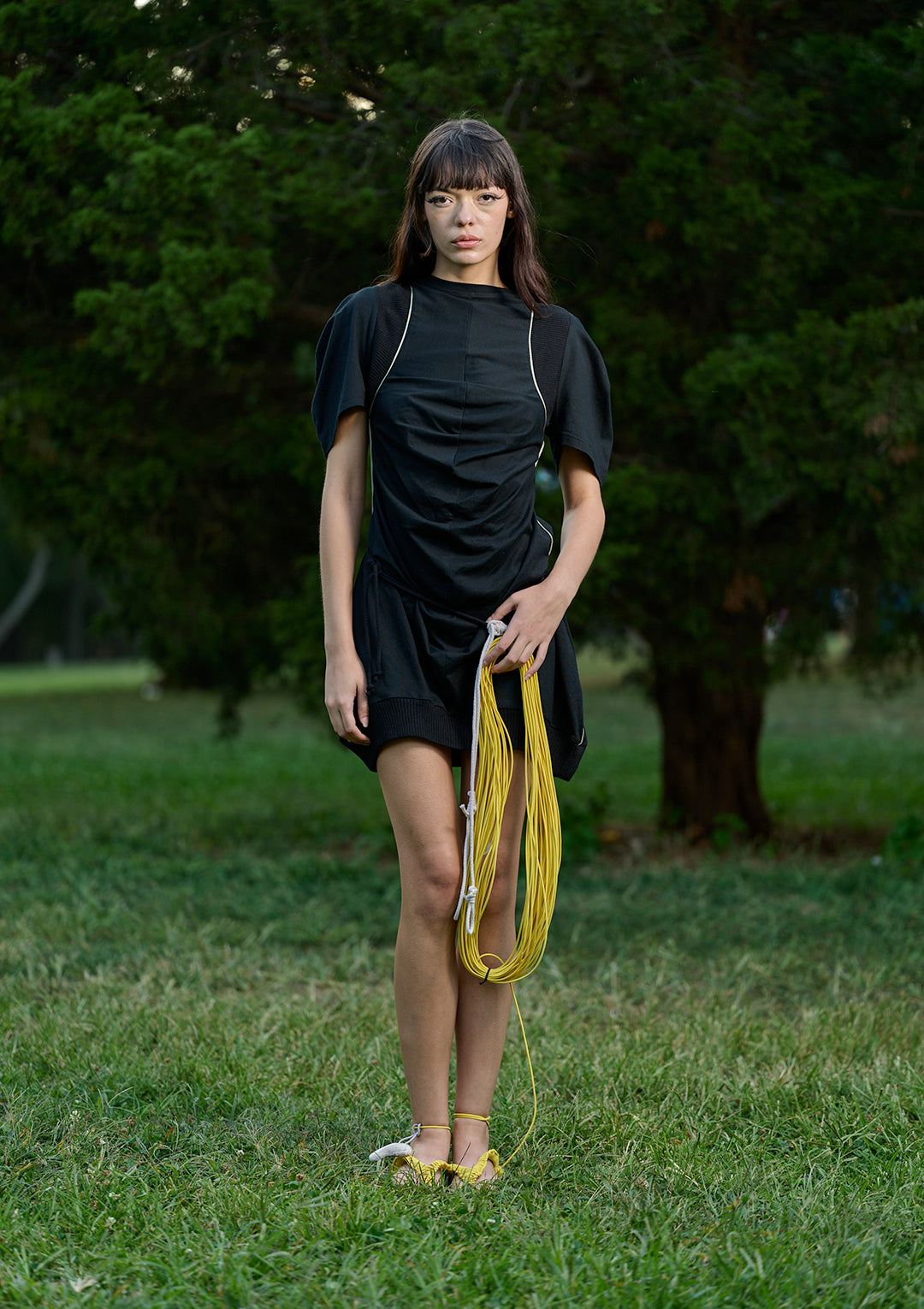 Backpack T-shirt Dress - Black