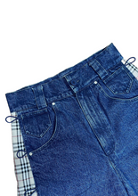 Side-Seam Flannel Button Jean Shorts