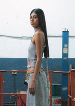 TABLECLOTH STRETCH WEAVE HALTER TOP
