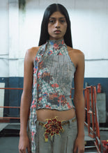 TABLECLOTH STRETCH WEAVE HALTER TOP