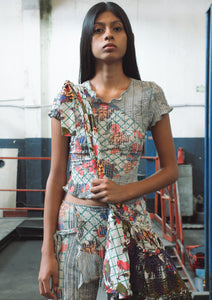 TABLECLOTH STRETCH WEAVE BACKLESS T-SHIRT