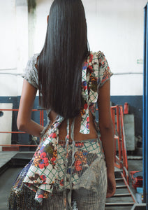 TABLECLOTH STRETCH WEAVE BACKLESS T-SHIRT