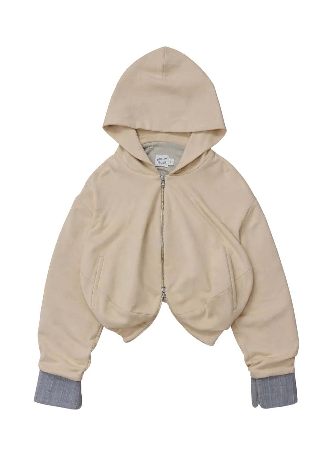 Wrap-Zip Hoodie - Beige