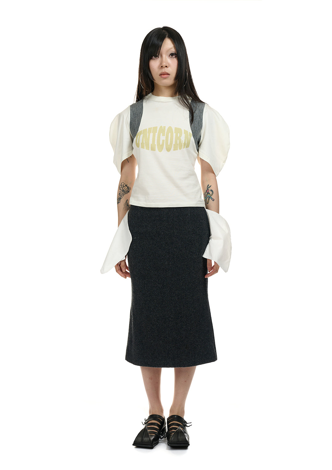 Pocket-out Wool Skirt