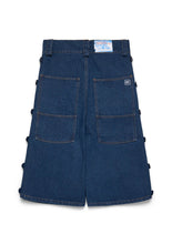 Side-Seam Flannel Button Jean Shorts
