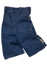 Side-Seam Flannel Button Jean Shorts