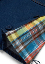 Side-Seam Flannel Button Jean Shorts
