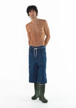 Side-Seam Flannel Button Jean Shorts