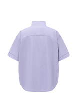 Seersucker Short-sleeve Blouse 立领泡泡纱短袖衬衫 - Purple