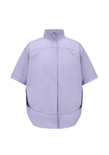 Seersucker Short-sleeve Blouse 立领泡泡纱短袖衬衫 - Purple
