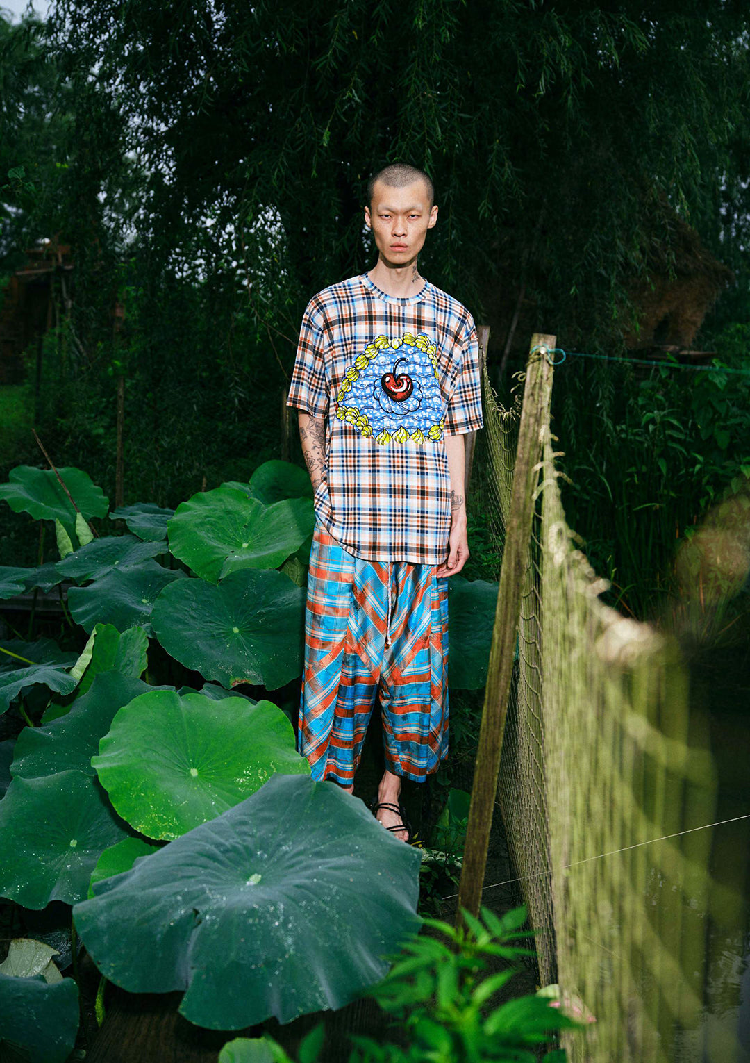 Yellow Check Print Harvest Tee