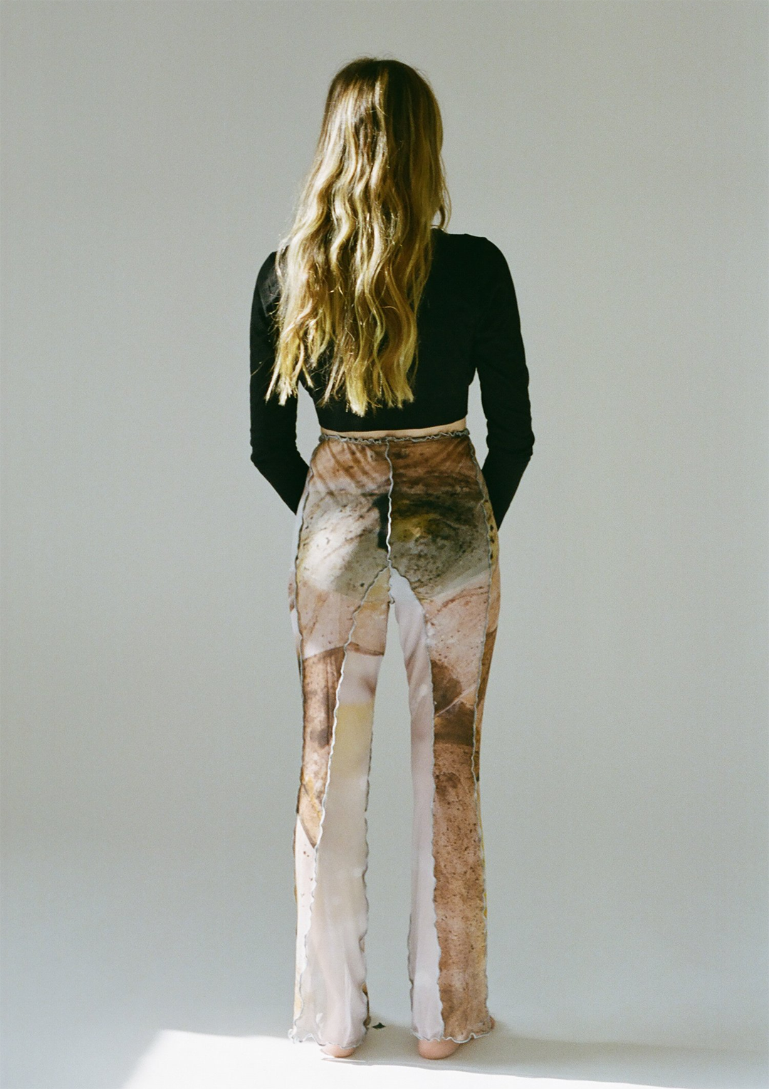 Earth Tone Mesh Straight Pants