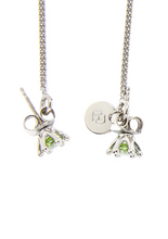 Chain Necklace Earrings - Silver / Green