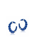 Blue Chocolate Bean Ball Ring Earrings