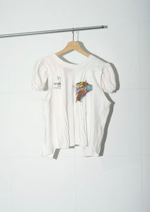 Tie-Back Patchwork T-shirt Top - White