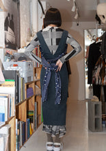John Galliano Vintage Rare Thick Corduroy Dress With Polka Silk Scarf