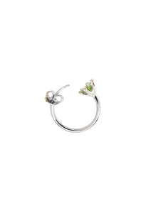 Solitaire Hoop Ring - Silver / Green