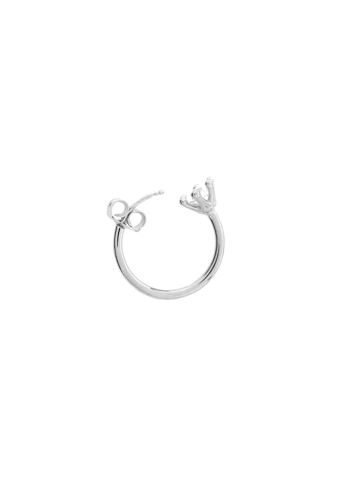 Solitaire Hoop Ring - Silver / White